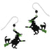 Sienna Sky Flying Witch & Cat on a Broomstick Pierced Earrings