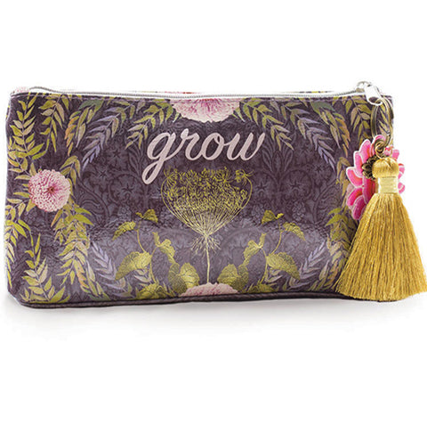 PAPAYA! Art "Grow" Botanical Theme Accessory Pouch Clutch Makeup Bag (10" x 5") - Belle Fleur Boutique