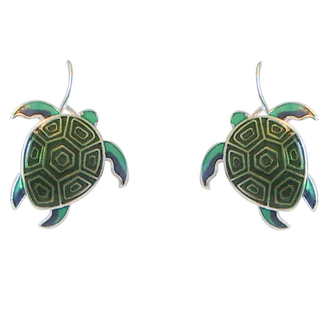 Zarah Zarlite Hawaiian Honu Green Sea Turtle Pierced Earrings - Belle Fleur Boutique