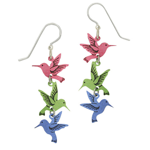 Sienna Sky Hummingbirds Three-Tier Pastel-Tone Pierced Earrings ~Made in Colorado~ - Belle Fleur Boutique