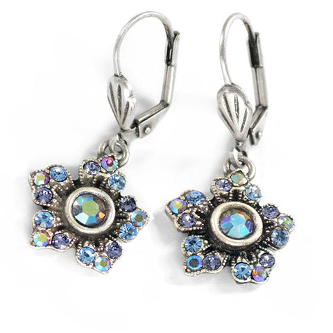 Sweet Romance Blue Jasmine Flower Dangle Leverback Earrings - Belle Fleur Boutique