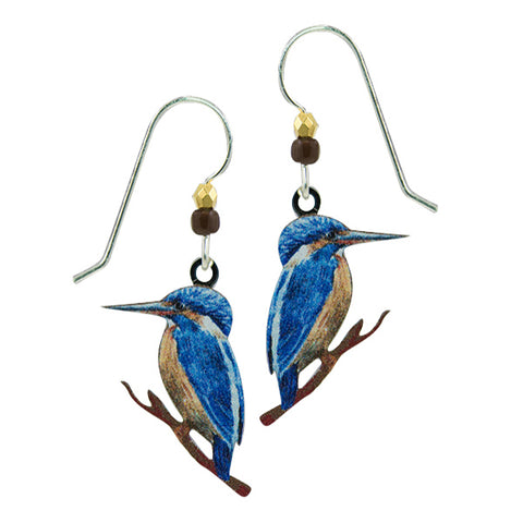 Sienna Sky Blue Kingfisher Bird on Branch Pierced Earrings ~Made in Colorado~ - Belle Fleur Boutique