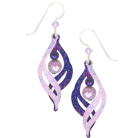 Adajio Royal Purple & Lilac Glittering "S" Curve Pierced Earrings - Belle Fleur Boutique