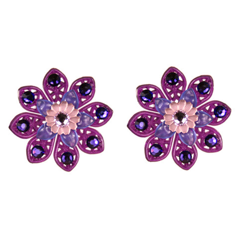 Tarina Tarantino Layered Lucite Flower Pierced Earrings (Purple) - Belle Fleur Boutique