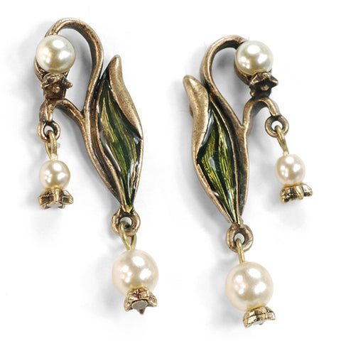 Sweet Romance Lily of the Valley Art Nouveau-Style Post Earrings ~Made in Los Angeles~ - Belle Fleur Boutique