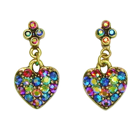 Sweet Romance Multi Aurora Crystal Heart Post Earrings - Belle Fleur Boutique