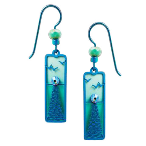 Adajio Ocean Sunset in Blue & Green with Blue Overlay Pierced Earrings - Belle Fleur Boutique