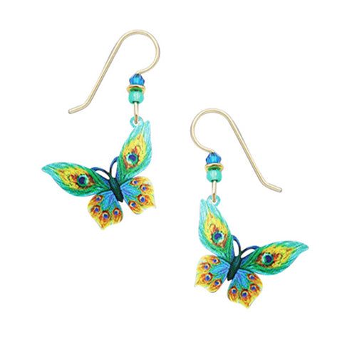 Sienna Sky Peacock Feather Butterfly Pierced Earrings