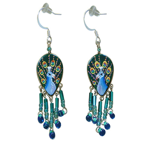 Wanderlust Blue Peacock Pierced Earrings ~Handmade in Peru~ - Belle Fleur Boutique