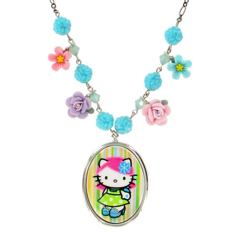 Tarina Tarantino Pink Head Heritage Flower Charm Necklace (Aqua) - Belle Fleur Boutique