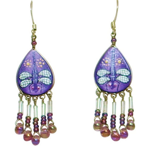 Wanderlust Purple Dragonfly Pierced Earrings ~Handmade in Peru~ - Belle Fleur Boutique