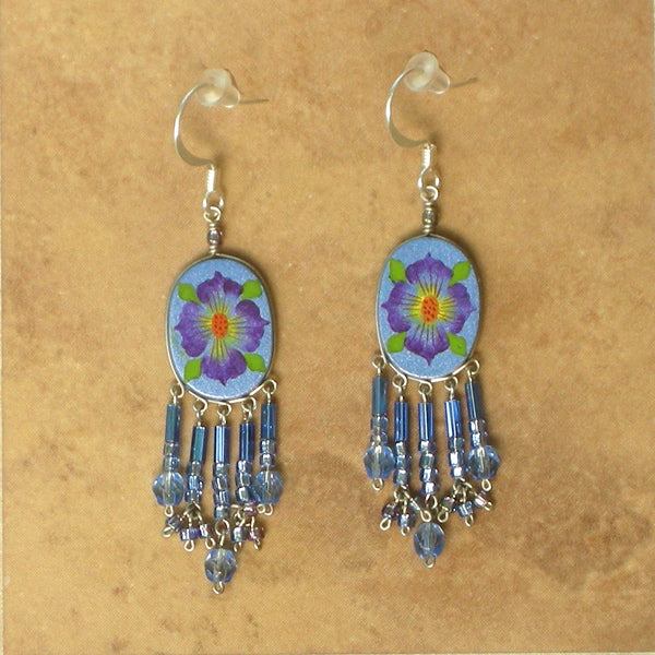 Wanderlust Purple Morning Glory Flower Pierced Earrings ~Handmade in Peru~ - Belle Fleur Boutique