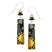 Adajio Sunrise Etched Silver to Gold Overlay Black Column Pierced Earrings - Belle Fleur Boutique