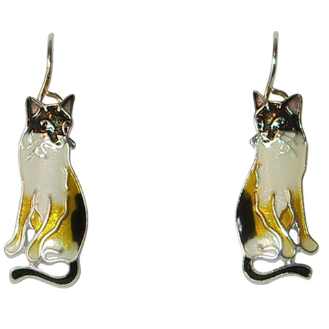 Zarah Snowshoe Siamese Cat Pierced Earrings - Belle Fleur Boutique