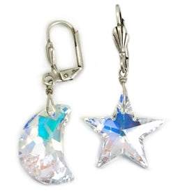 Sweet Romance Starlight Moonlight Crystal Pierced Earrings - Belle Fleur Boutique