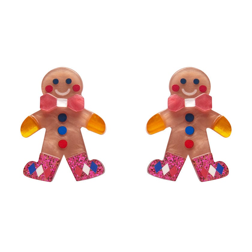 Erstwilder "Sugar & Spice" Gingerbread Man Pierced Earrings with Gift Box