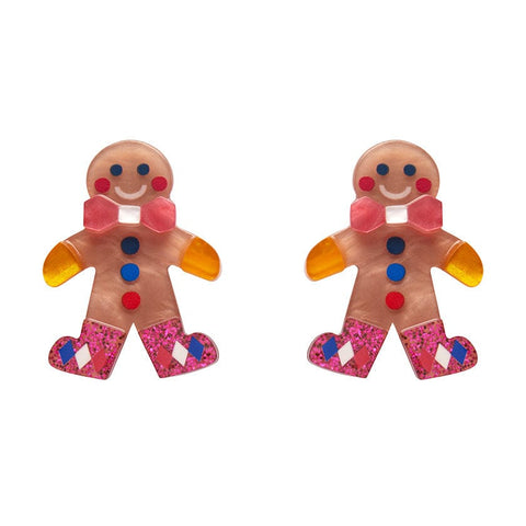 Erstwilder "Sugar & Spice" Gingerbread Man Pierced Earrings with Gift Box