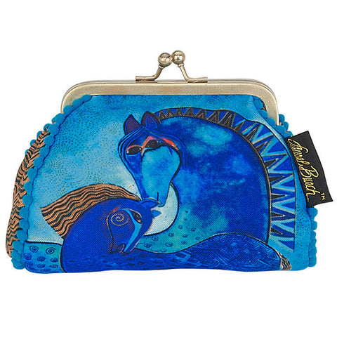 Laurel Burch Teal Mares Horses Kisslock Coin Purse (Blue & Multi-Color) - Belle Fleur Boutique