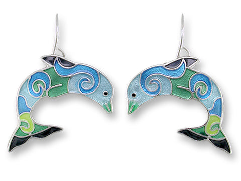 Zarah Dolphin Wave Dancer Pierced Earrings - Belle Fleur Boutique